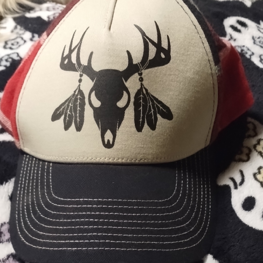 Cabela's Tan and Red Deer Skull Hat